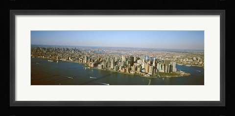Framed USA, New York, New York City, Aerial view of Lower Manhattan Print