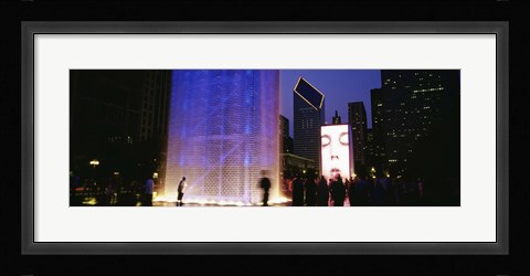 Framed Spectators Watching The Visual Screen, The Crown Fountain, Millennium Park, Chicago, Illinois, USA Print