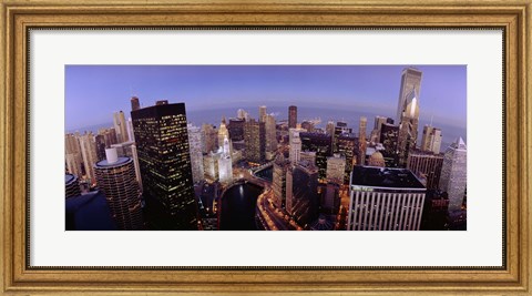 Framed USA, Illinois, Chicago, Chicago River, High angle view of the city Print