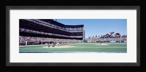 Framed USA, California, San Francisco, SBC Ballpark, Spectator watching the baseball game in the stadium Print