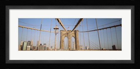 Framed USA, New York State, New York City, Brooklyn Bridge at dawn Print