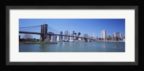 Framed Brooklyn Bridge and Skyscrapers in New York City Print