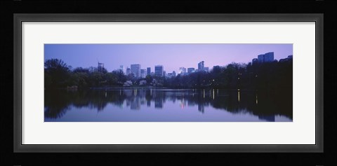 Framed USA, New York State, New York City, Central Park Lake, Skyscrapers in a city Print
