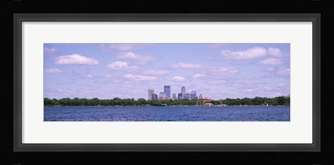 Framed Skyscrapers in a city, Chain Of Lakes Park, Minneapolis, Minnesota, USA Print