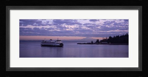 Framed Ferry in the sea, Bainbridge Island, Seattle, Washington State Print