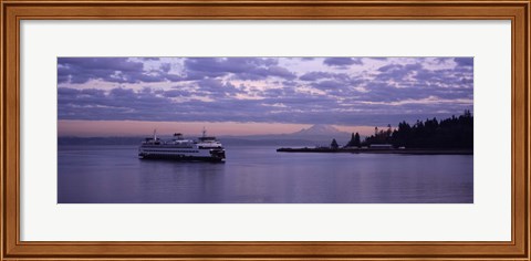 Framed Ferry in the sea, Bainbridge Island, Seattle, Washington State Print