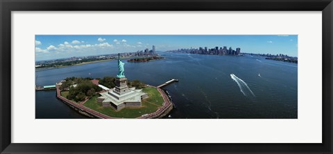 Framed Aerial View of the Statue of Liberty, New York City Print