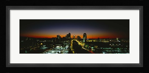 Framed High Angle View Of A City Lit Up At Dawn, St. Louis, Missouri, USA Print