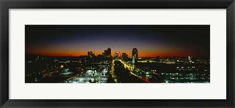 Framed High Angle View Of A City Lit Up At Dawn, St. Louis, Missouri, USA Print