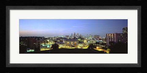 Framed High Angle View Of A City Lit Up At Dusk, Kansas City, Missouri Print