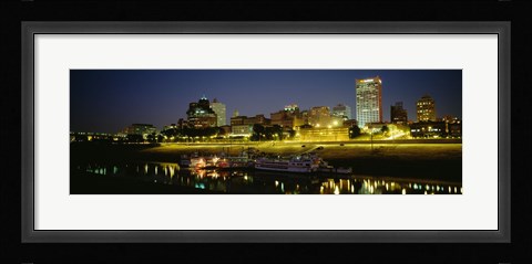 Framed Buildings Lit Up At Dusk, Memphis, Tennessee, USA Print