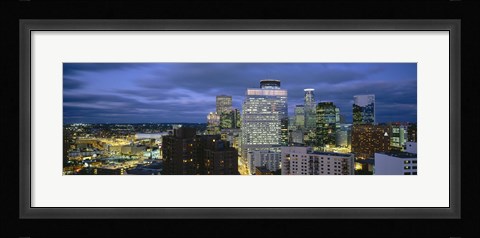 Framed Buildings Lit Up At Dusk, Minneapolis, Minnesota Print