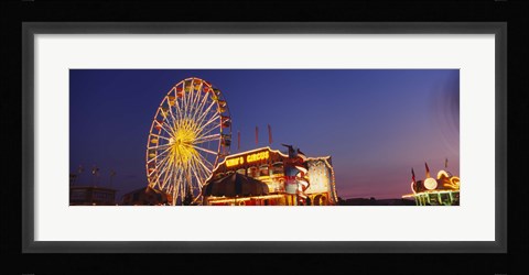 Framed Low Angle View Of A Ferries Wheel Lit Up At Dusk, Erie County Fair And Exposition, Erie County, Hamburg, New York State, USA Print