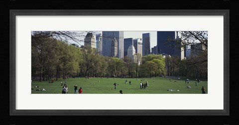 Framed Group of people in a park, Central Park, Manhattan, New York City, New York State, USA Print
