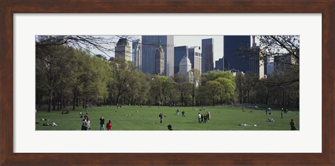 Framed Group of people in a park, Central Park, Manhattan, New York City, New York State, USA Print
