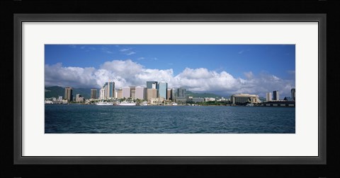 Framed Buildings On The Waterfront, Downtown, Honolulu, Hawaii, USA Print
