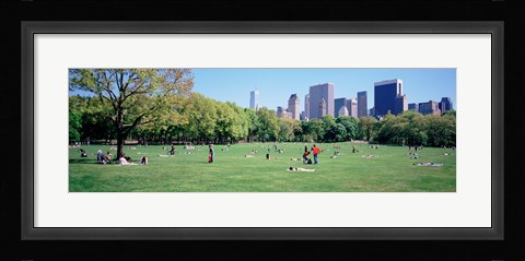Framed Group Of People In A Park, Sheep Meadow, Central Park, NYC, New York City, New York State, USA Print