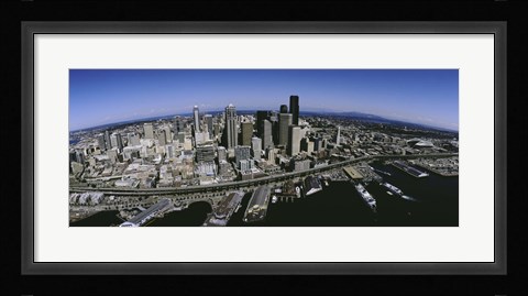 Framed Aerial view of a city, Seattle, Washington State, USA Print