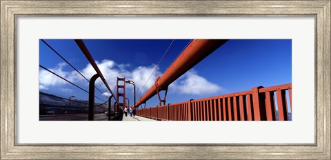Framed Tourist Walking On A Bridge, Golden Gate Bridge, San Francisco, California, USA Print