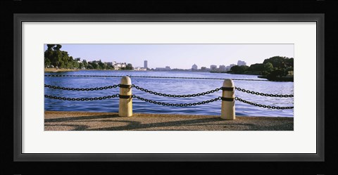Framed Lake In A City, Lake Merritt, Oakland, California, USA Print