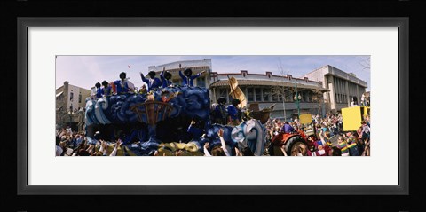 Framed Crowd of people cheering a Mardi Gras Parade, New Orleans, Louisiana, USA Print