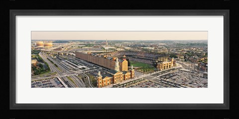Framed Aerial view of a baseball stadium in a city, Oriole Park at Camden Yards, Baltimore, Maryland, USA Print