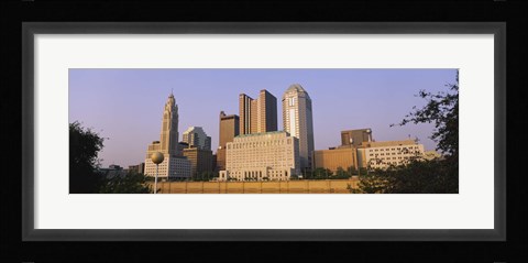 Framed Low angle view of buildings in a city, Scioto River, Columbus, Ohio, USA Print