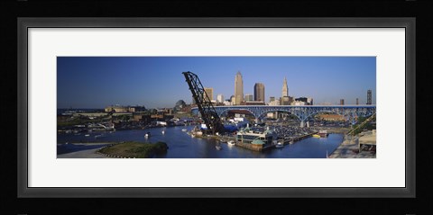 Framed High angle view of boats in a river, Cleveland, Ohio, USA Print