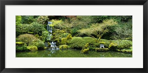 Framed Waterfall in a garden, Japanese Garden, Washington Park, Portland, Oregon, USA Print