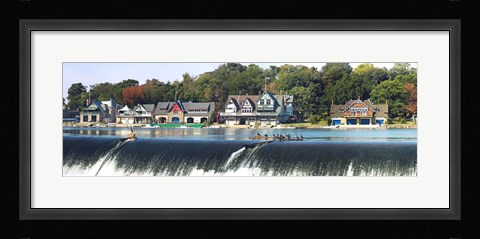 Framed Boathouse Row at the waterfront, Schuylkill River, Philadelphia, Pennsylvania Print