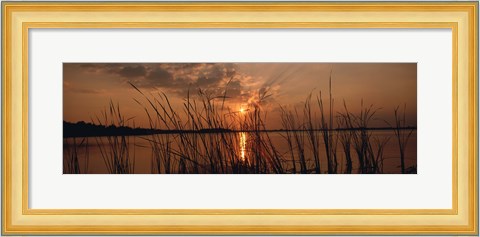 Framed Sunset over a lake, Lake Travis, Austin, Texas Print