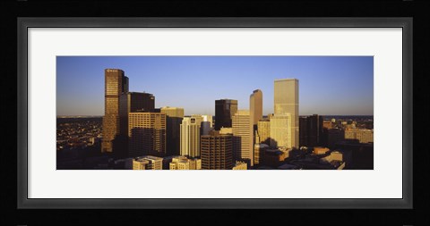 Framed Sun reflecting off skyscrapers in Denver, Colorado, USA Print