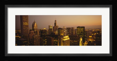 Framed Skyscrapers in Chicago at dusk, Illinois Print