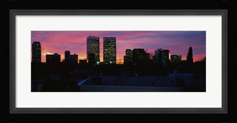 Framed Silhouette of buildings in a city, Century City, Los Angeles, California Print