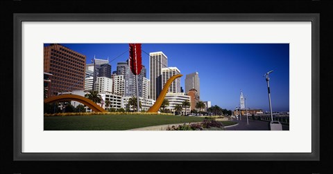 Framed Low angle view of a sculpture in front of buildings, San Francisco, California, USA Print