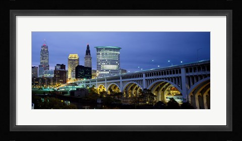 Framed Detroit Avenue Bridge at Dusk Print