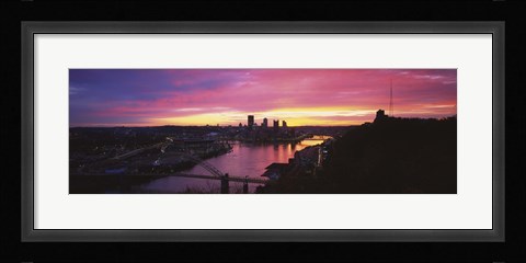 Framed Pittsburgh West End Bridge Sunset Print