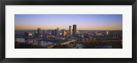 Framed Pittsburgh Buildings at Dawn Print
