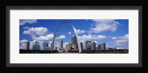 Framed Metal arch in front of buildings, Gateway Arch, St. Louis, Missouri, USA Print