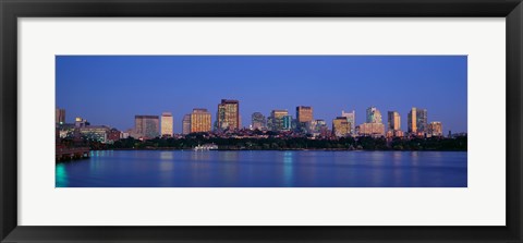 Framed Buildings at the waterfront lit up at night, Boston, Massachusetts, USA Print