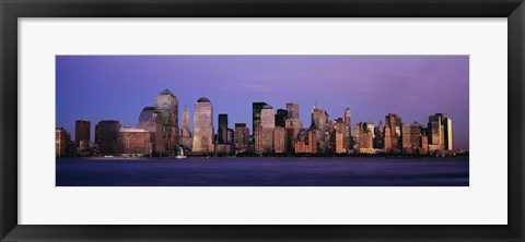 Framed Dark Purple Sky Behind the New York City Skyline Print