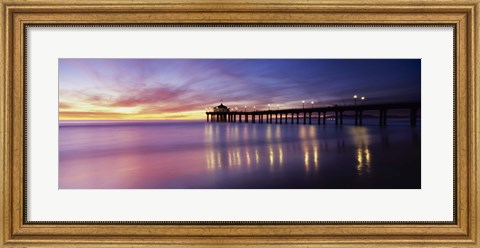 Framed Reflection of a pier in water, Manhattan Beach Pier, Manhattan Beach, San Francisco, California, USA Print