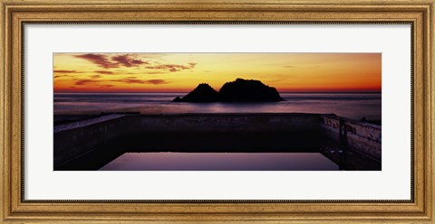 Framed Silhouette of islands in the ocean, Sutro Baths, San Francisco, California, USA Print