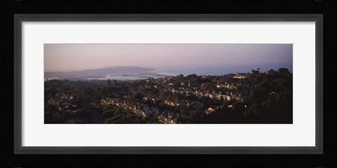 Framed High angle view of buildings in a city, Mission Bay, La Jolla, Pacific Beach, San Diego, California, USA Print