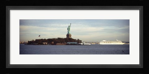 Framed Statue on an island in the sea, Statue of Liberty, Liberty Island, New York City, New York State, USA Print