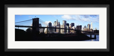 Framed Skyscrapers at the waterfront, Brooklyn Bridge, East River, Manhattan, New York City, New York State, USA Print