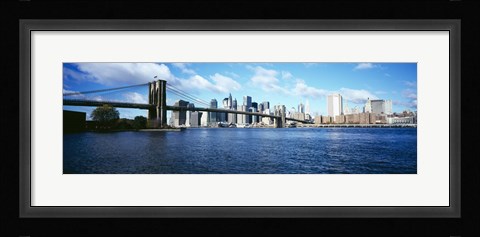 Framed Bridge across a river, Brooklyn Bridge, Manhattan Print
