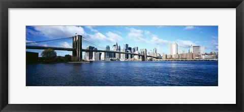 Framed Bridge across a river, Brooklyn Bridge, Manhattan Print