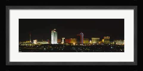 Framed Buildings lit up at night in a city, Las Vegas, Nevada Print