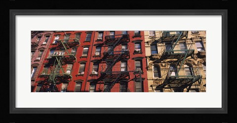 Framed Low angle view of fire escapes on buildings, Little Italy, Manhattan, New York City, New York State, USA Print